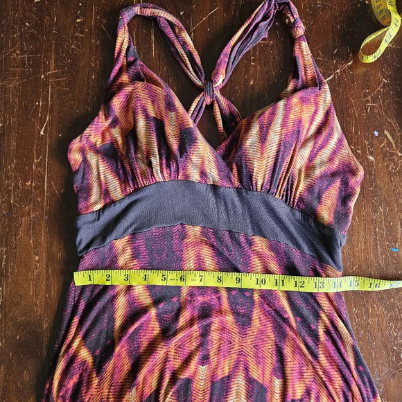 a.n.a Vibrant Summer Dress Orange Pink Brown Large - Picture 7 of 8